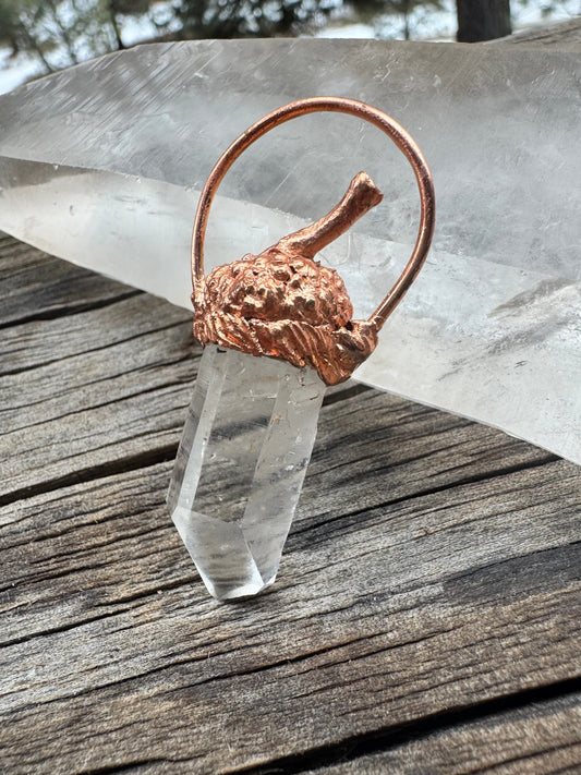 Acorn Electroformed Pendant with Quartz Crystal
