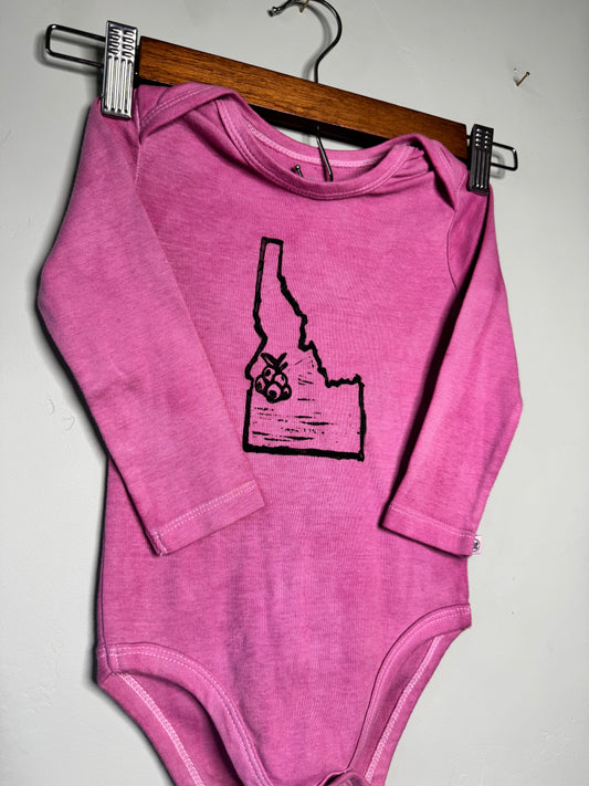 Cochineal-Dyed & Hand-Block Printed | Organic Cotton Onesie | 12 Months
