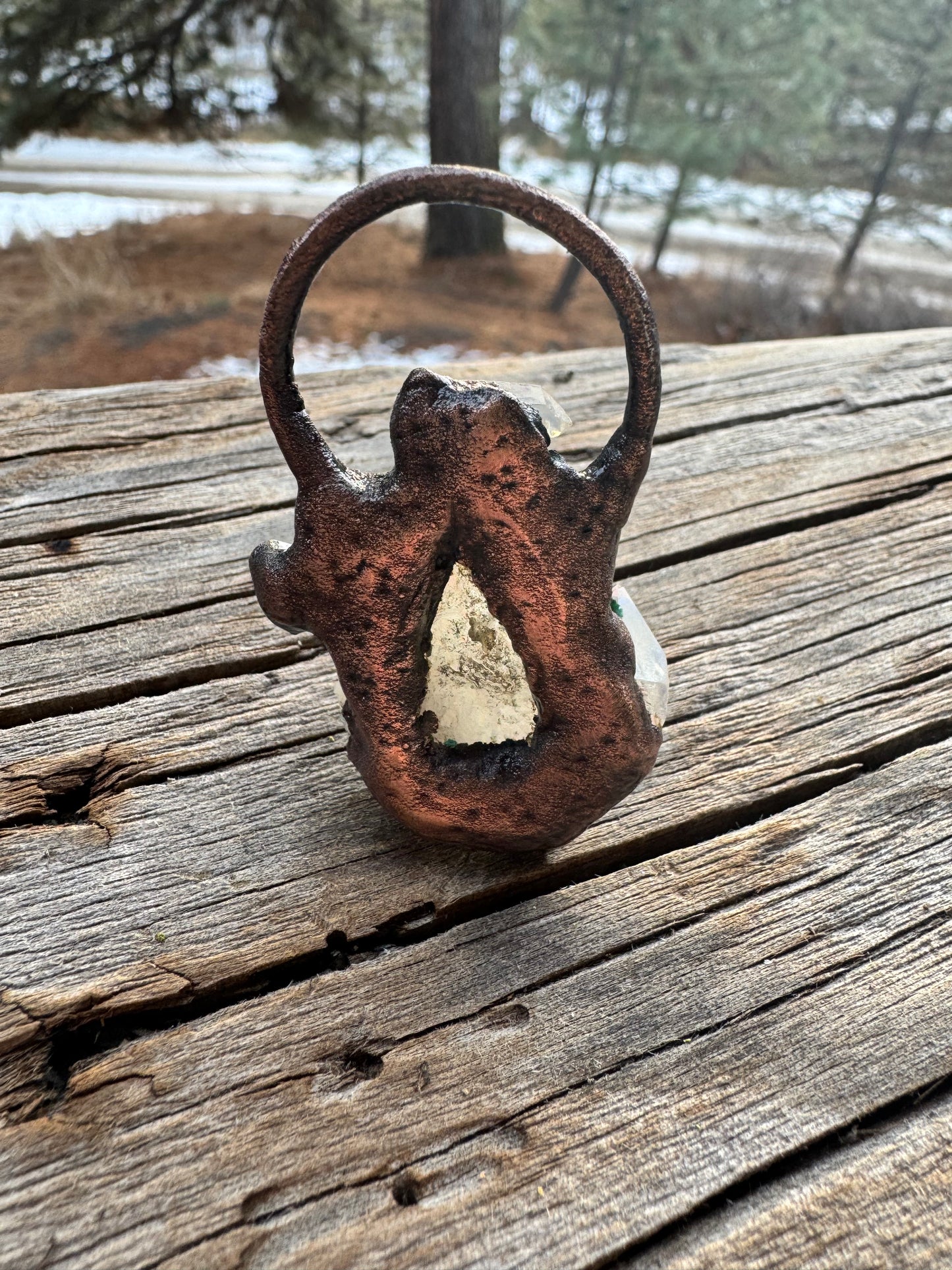 Angel Aura Quartz| Electroformed Copper Pendant | Chunky Pendant