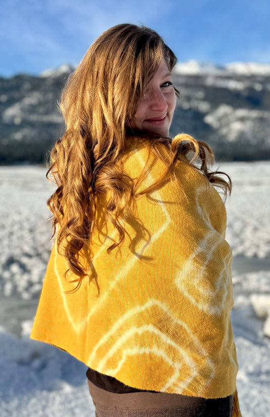Handwoven Alpaca Shawl —Botanically Dyed with Coreopsis | Fair Trade Botanical Wrap