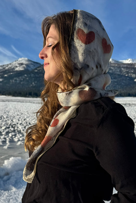 Heartleaf Eucalyptus Eco-Printed Silk-Wool Scarf