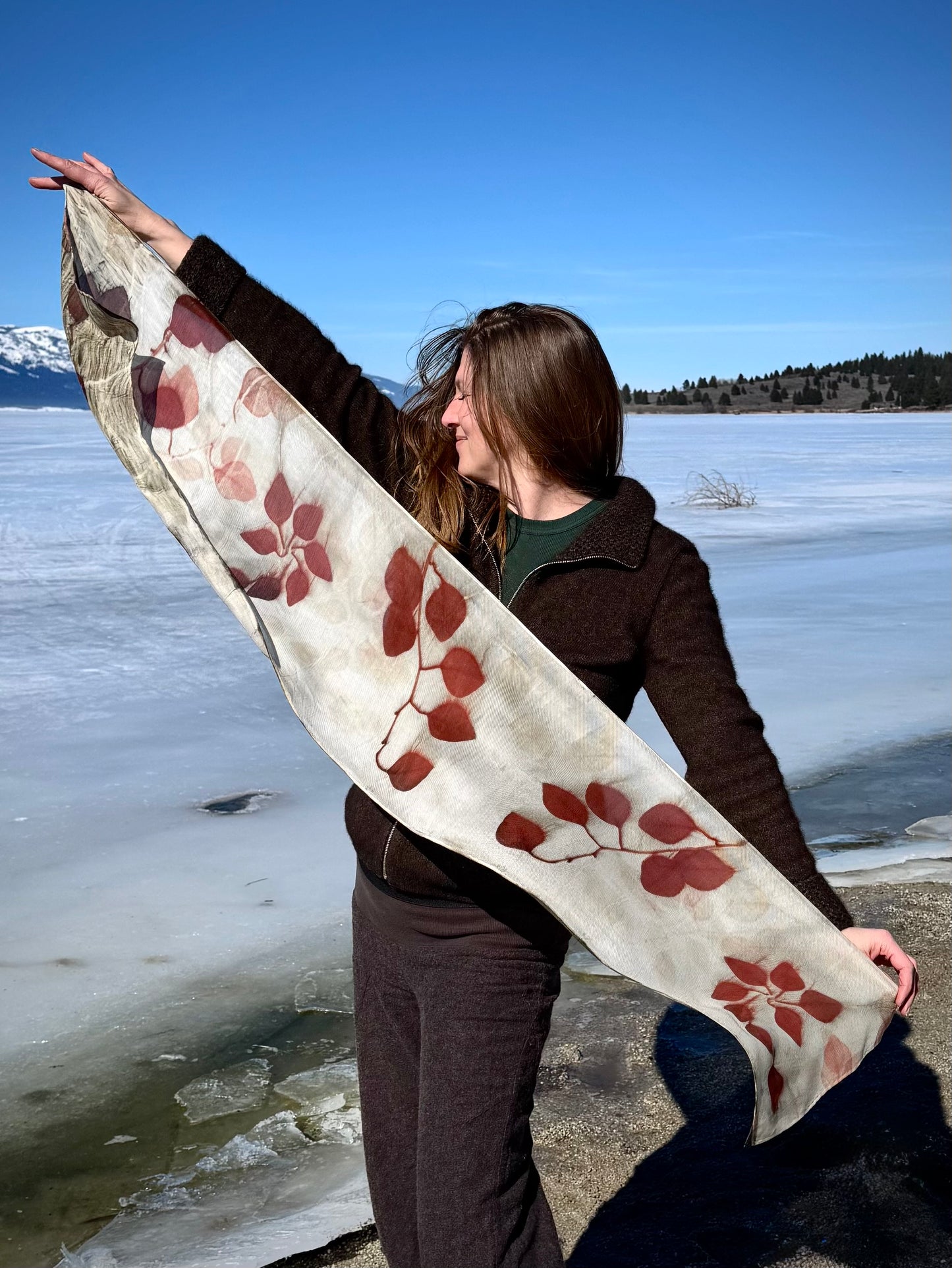 Eucalyptus Eco-printed | 63% Silk 37% Wool Scarf