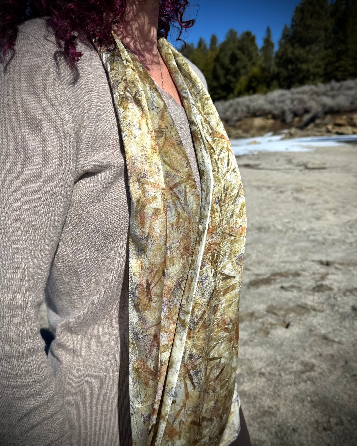 Continus (Smoke Bush) & Onion skins eco-printed on Silk