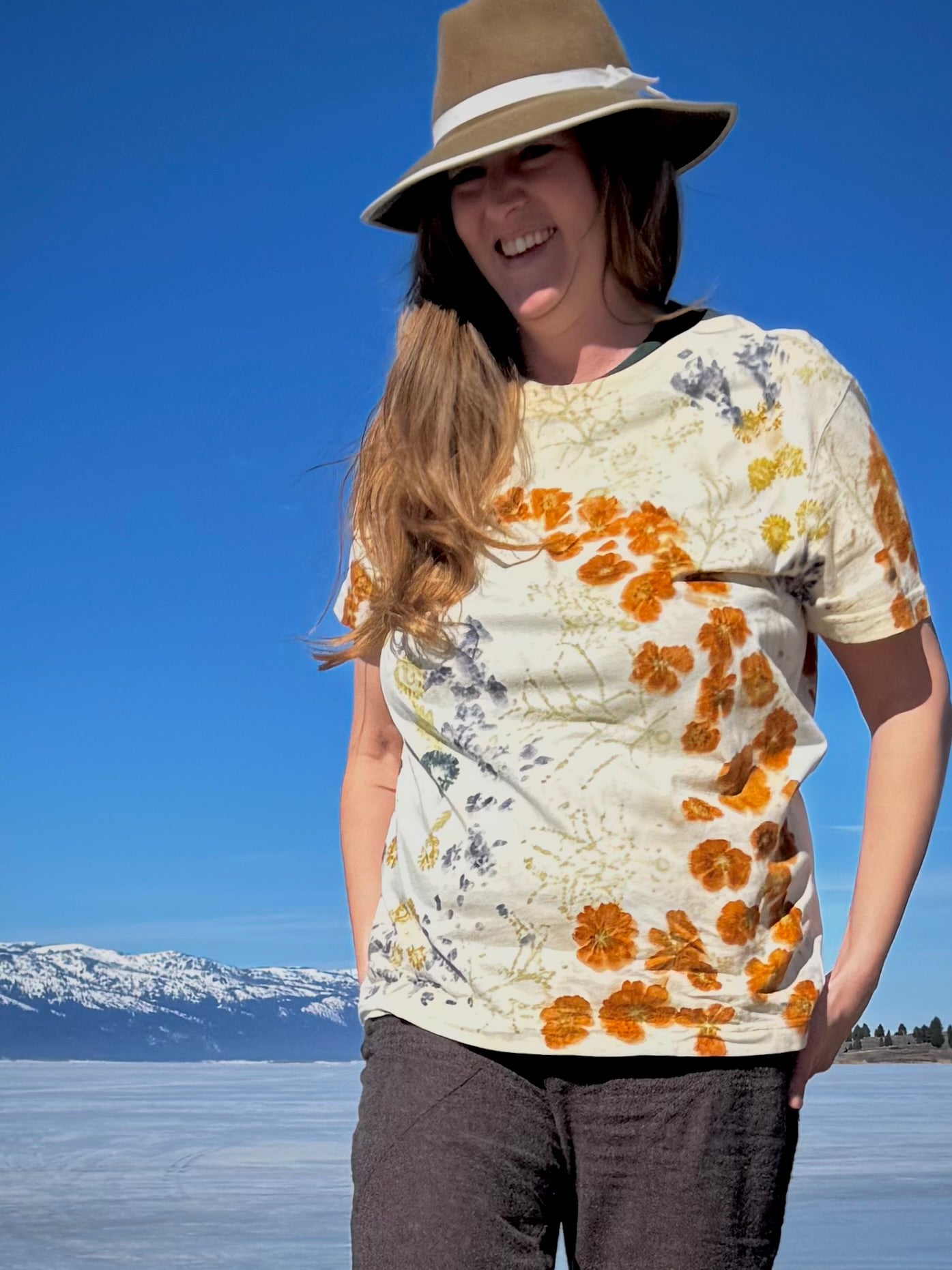 Tango Cosmo, Hopi Sunflower seed, and Dyers Chamomile | Eco-printed | Organic | Fair Trade Cotton
