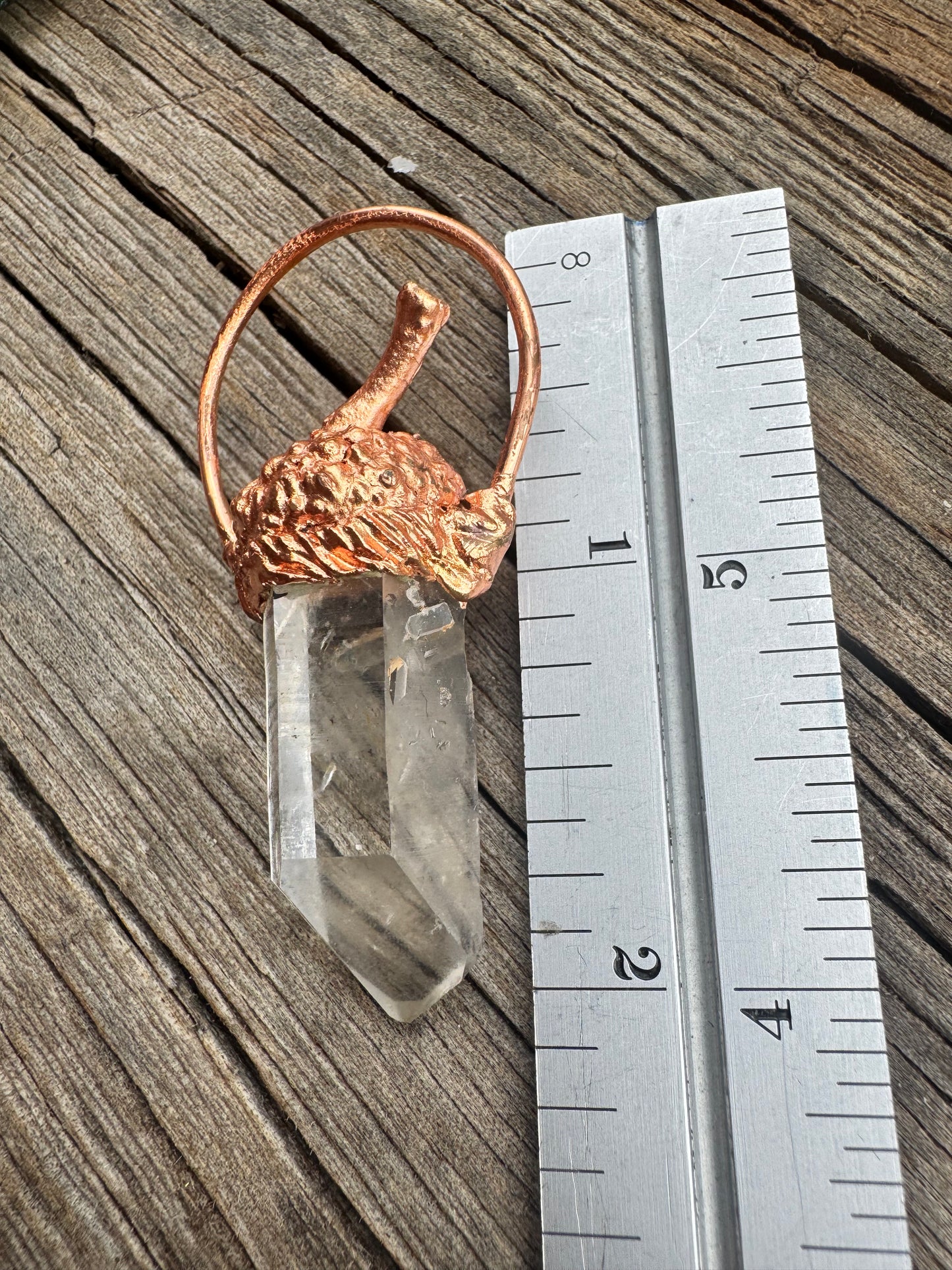 Acorn Electroformed Pendant with Quartz Crystal