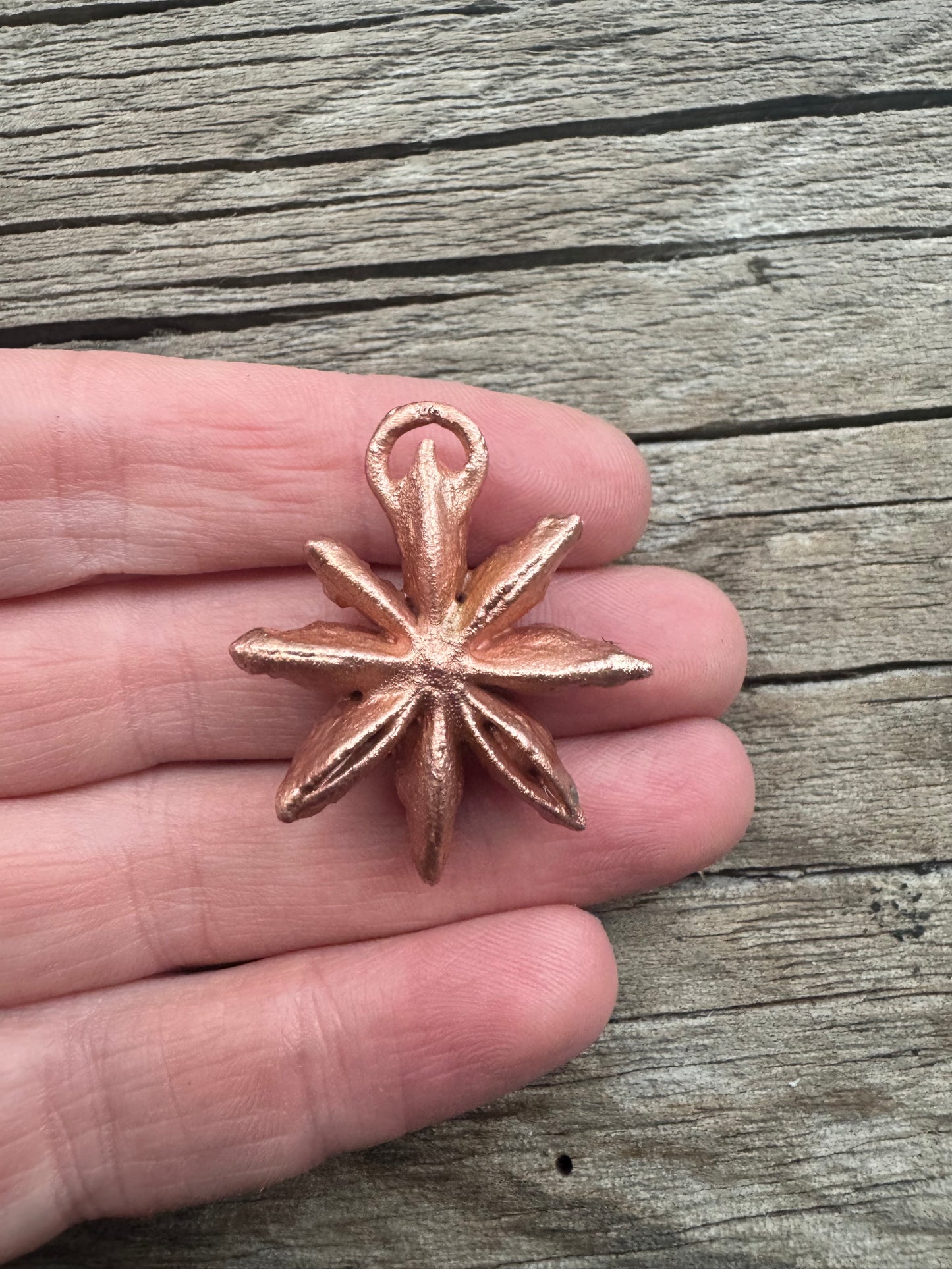 Star Anise |Electroformed Pendant | Bright Copper