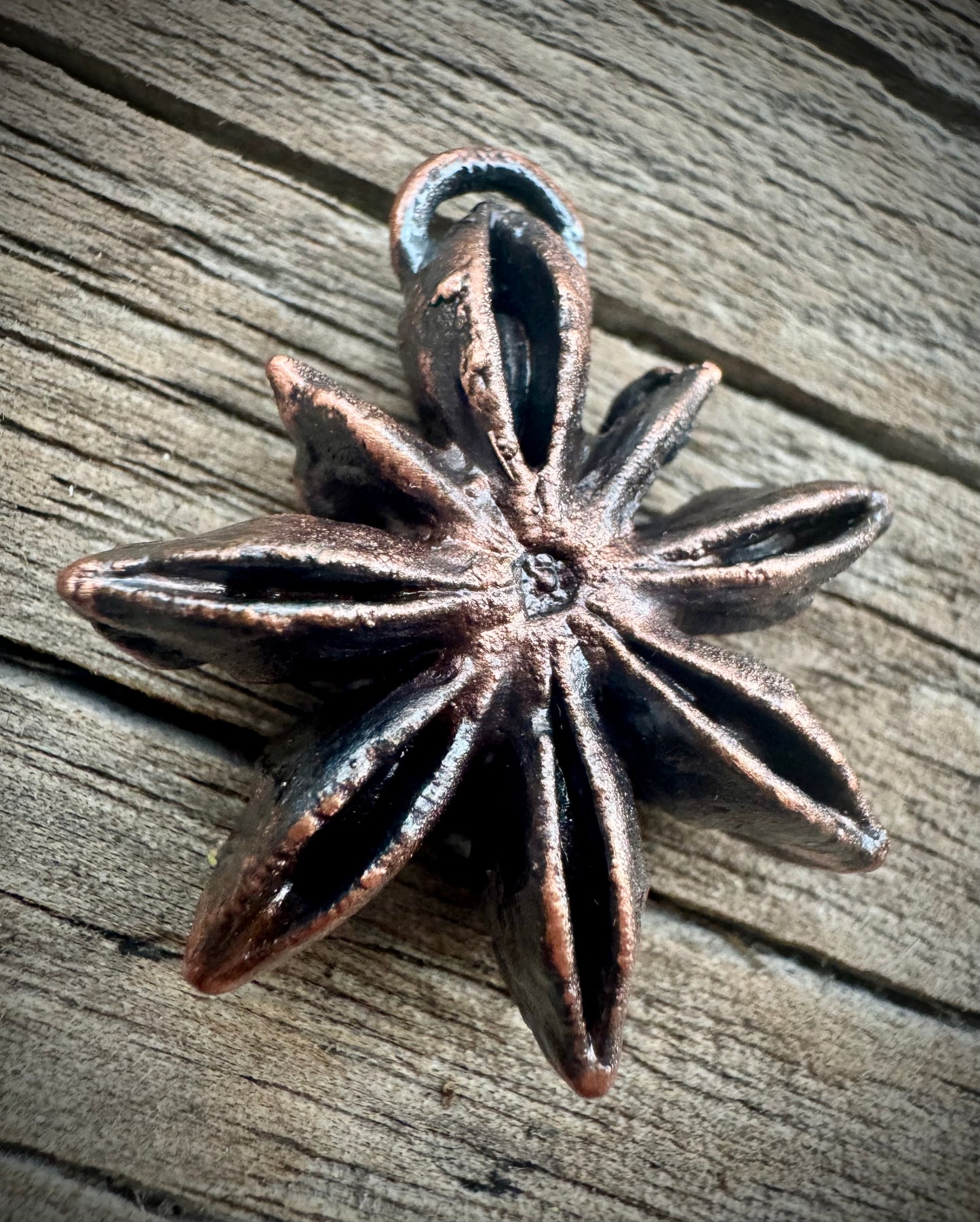 Star Anise | Electroformed Pendant | Gunpowder Patina