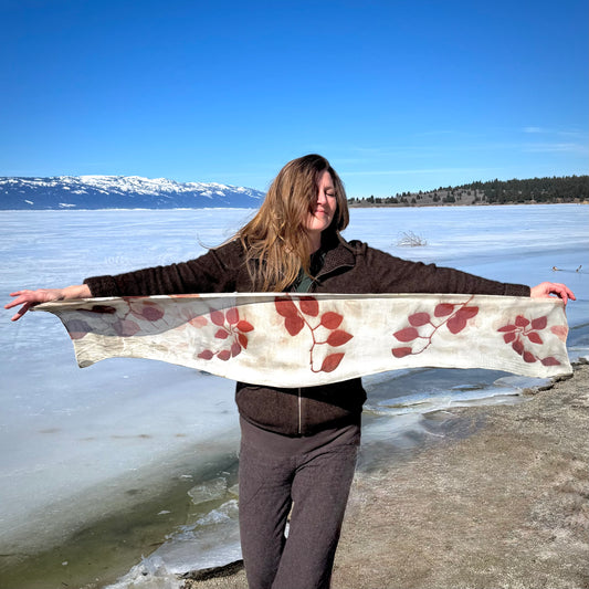 Eucalyptus Eco-printed | 63% Silk 37% Wool Scarf