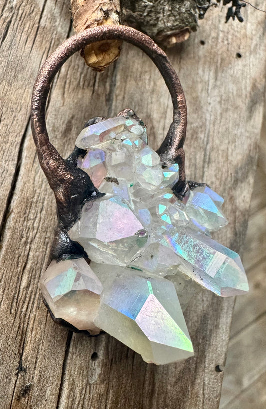 Angel Aura Quartz| Electroformed Copper Pendant | Chunky Pendant