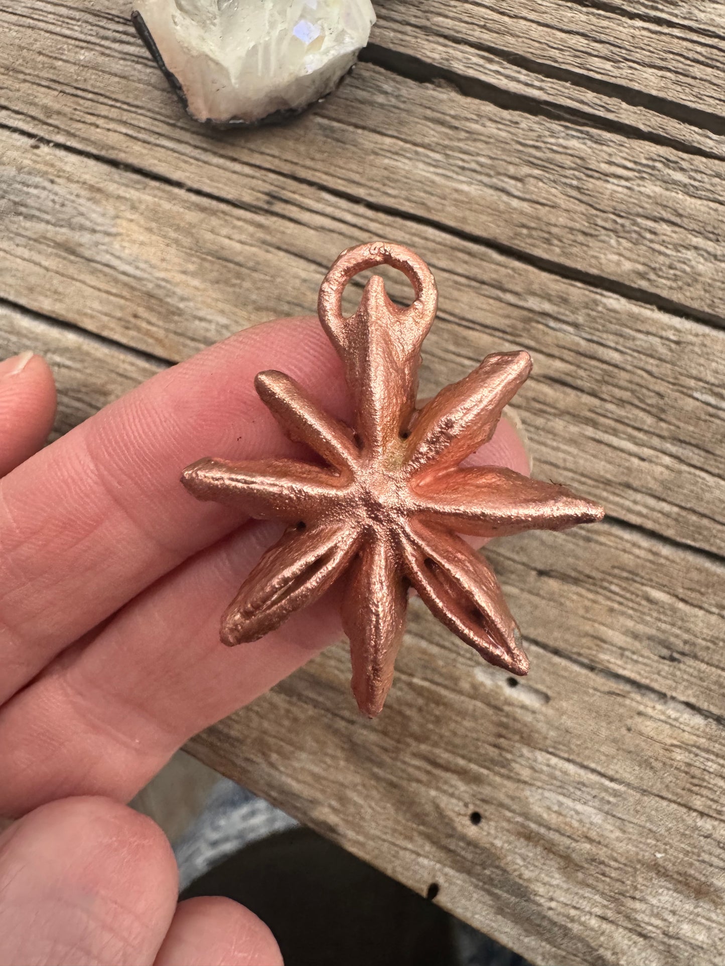 Star Anise |Electroformed Pendant | Bright Copper