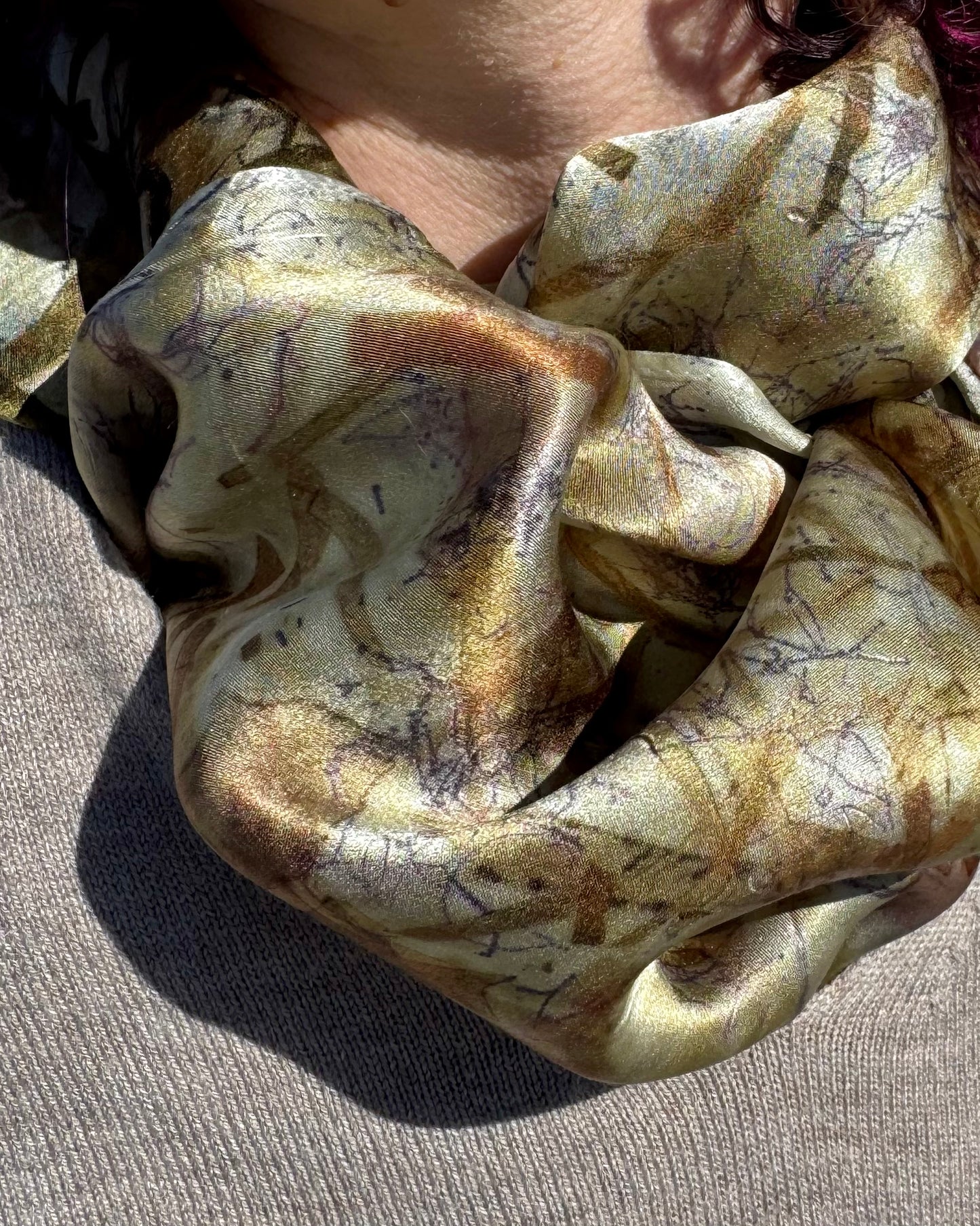 Continus (Smoke Bush) & Onion skins eco-printed on Silk