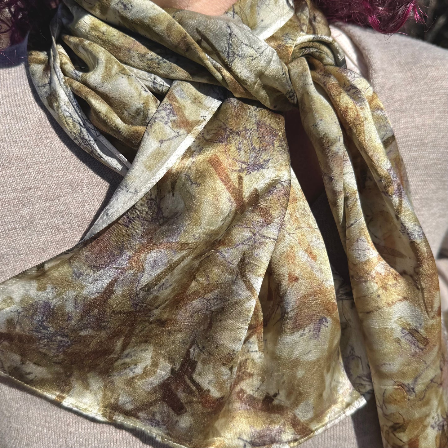 Continus (Smoke Bush) & Onion skins eco-printed on Silk