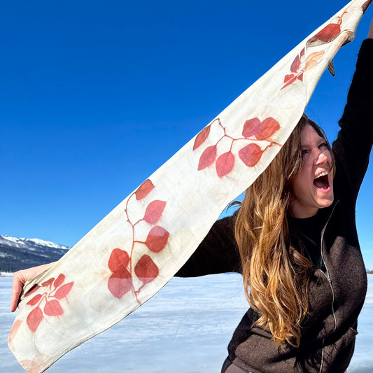 Eucalyptus Eco-printed | 63% Silk 37% Wool Scarf