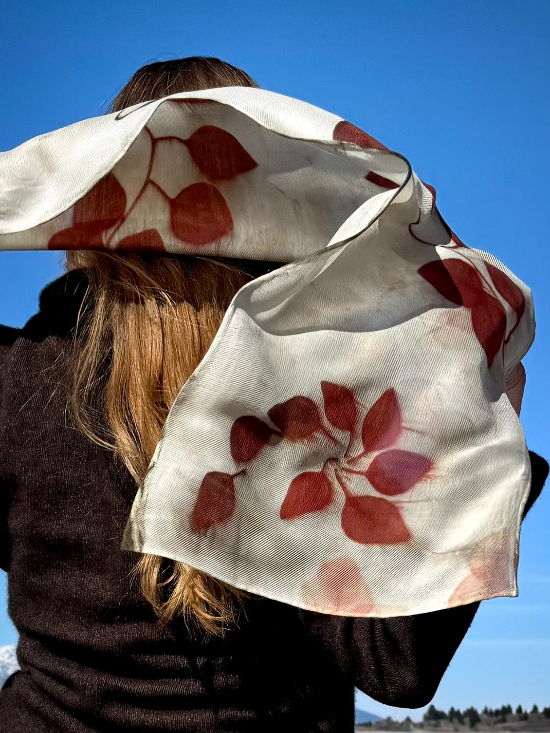 Eucalyptus Eco-printed | 63% Silk 37% Wool Scarf