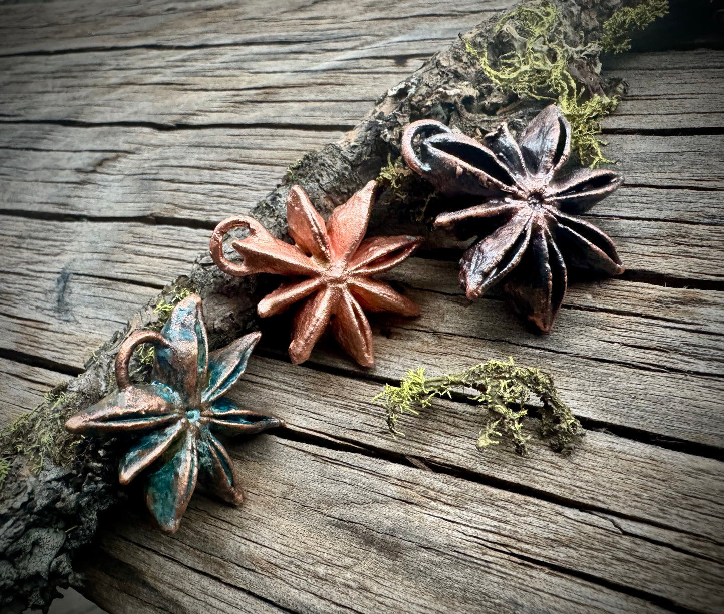 Star Anise | Electroformed Pendant | Gunpowder Patina