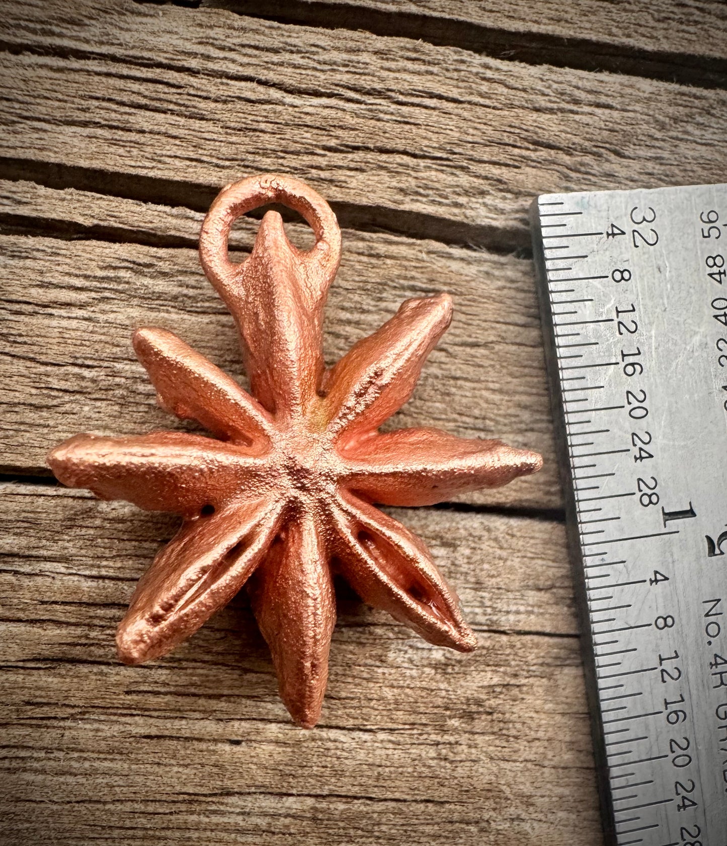 Star Anise |Electroformed Pendant | Bright Copper