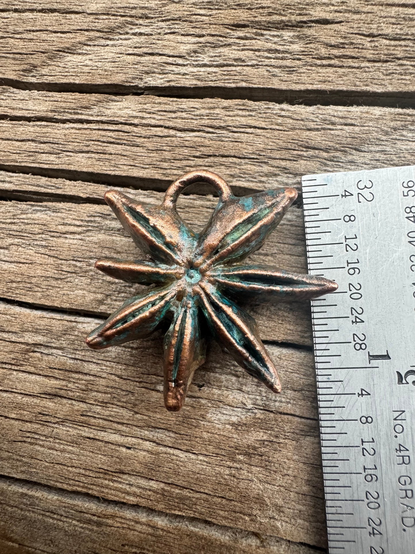 Star Anise | Electroformed pendant | Blue Patina