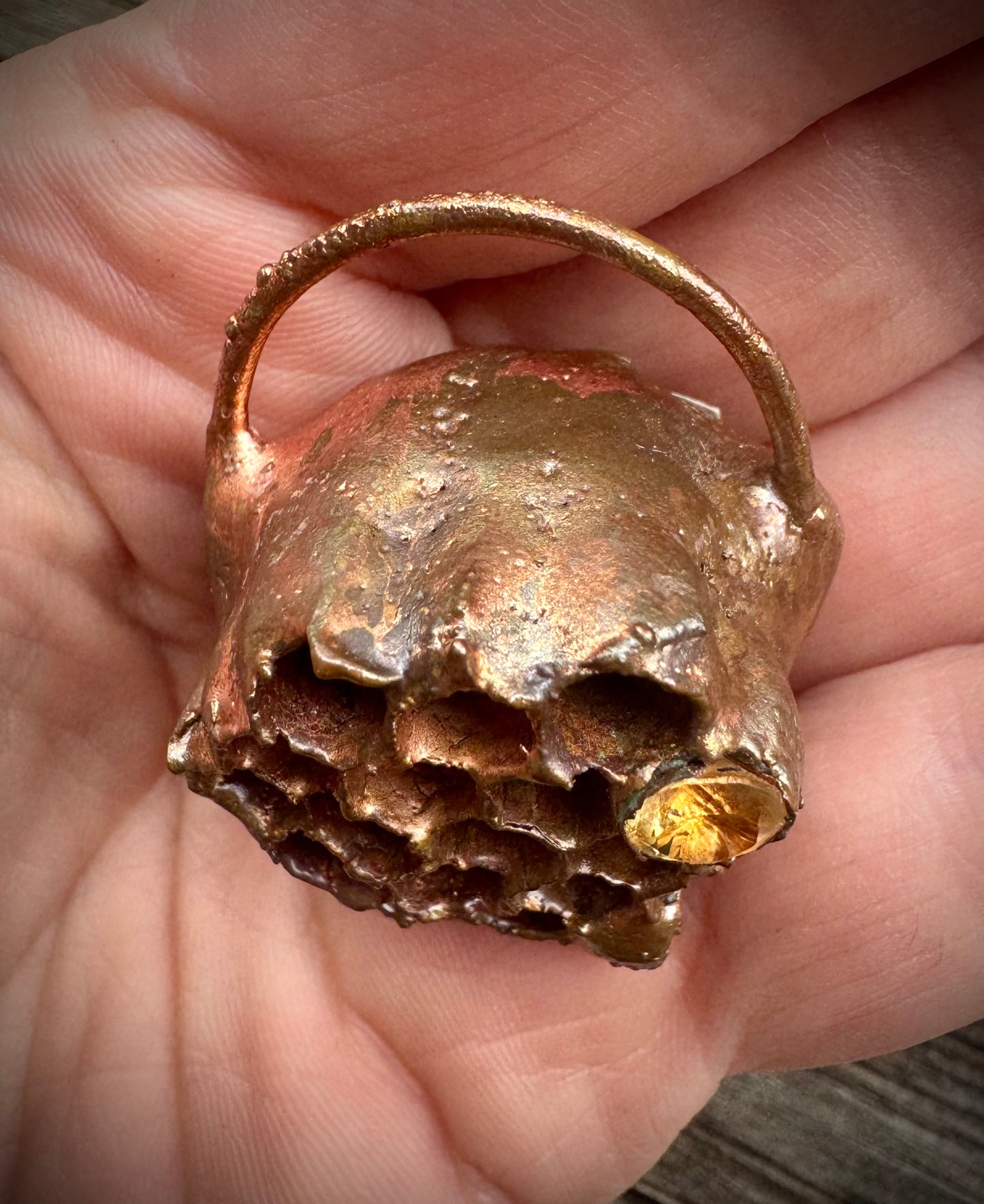 Wasp Nest w/ wasp | Citrine | Electroformed Copper Pendant