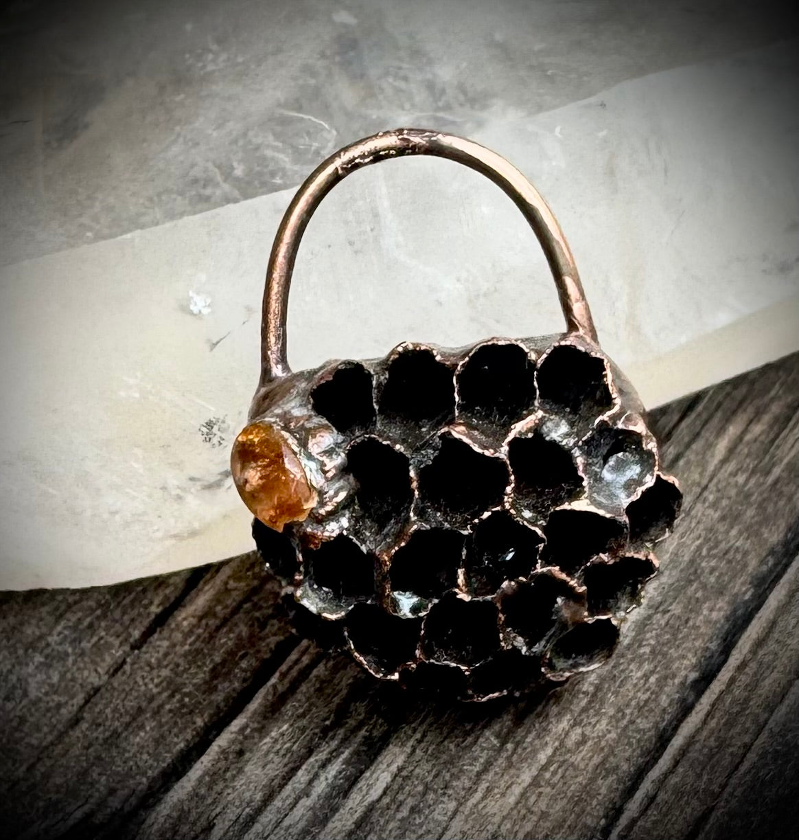 Wasp Nest  | Citrine |Electroformed Pendant