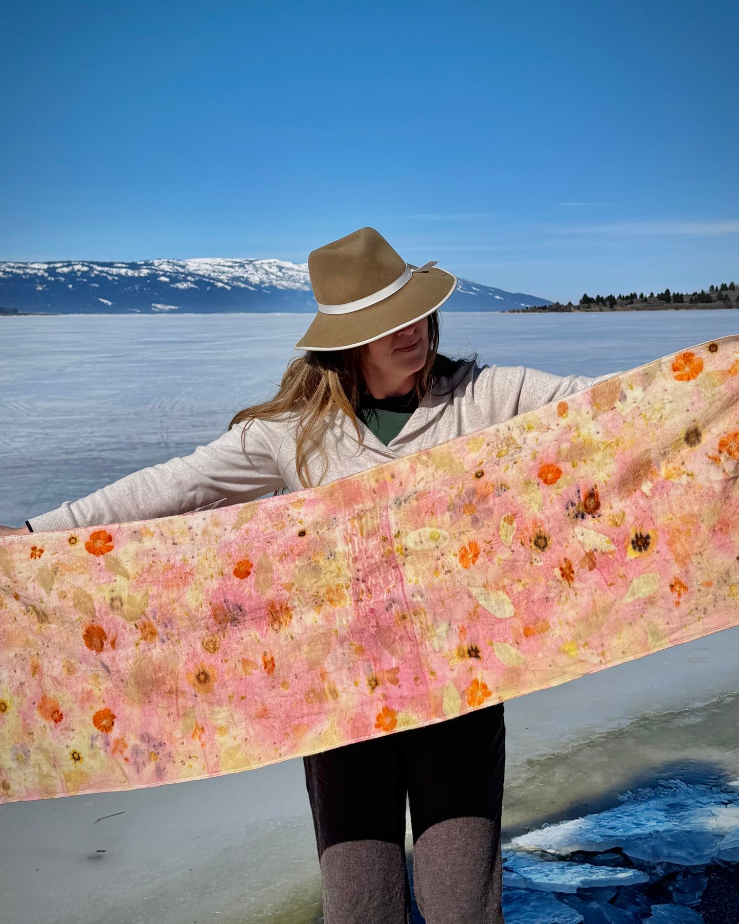 Garden bouquet & Cochineal | Eco-printed | Merino Wool | Shawl