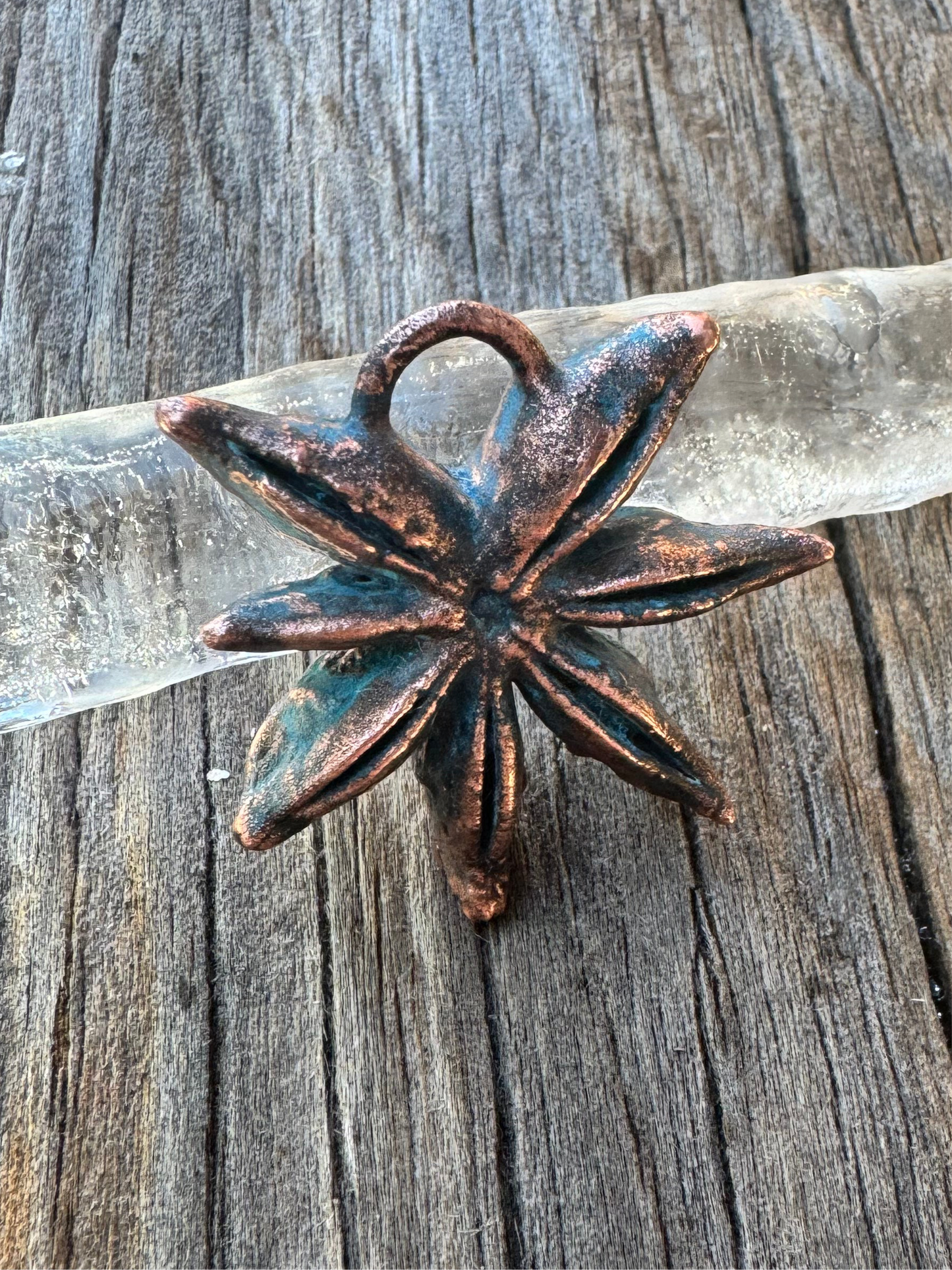 Star Anise | Electroformed pendant | Blue Patina