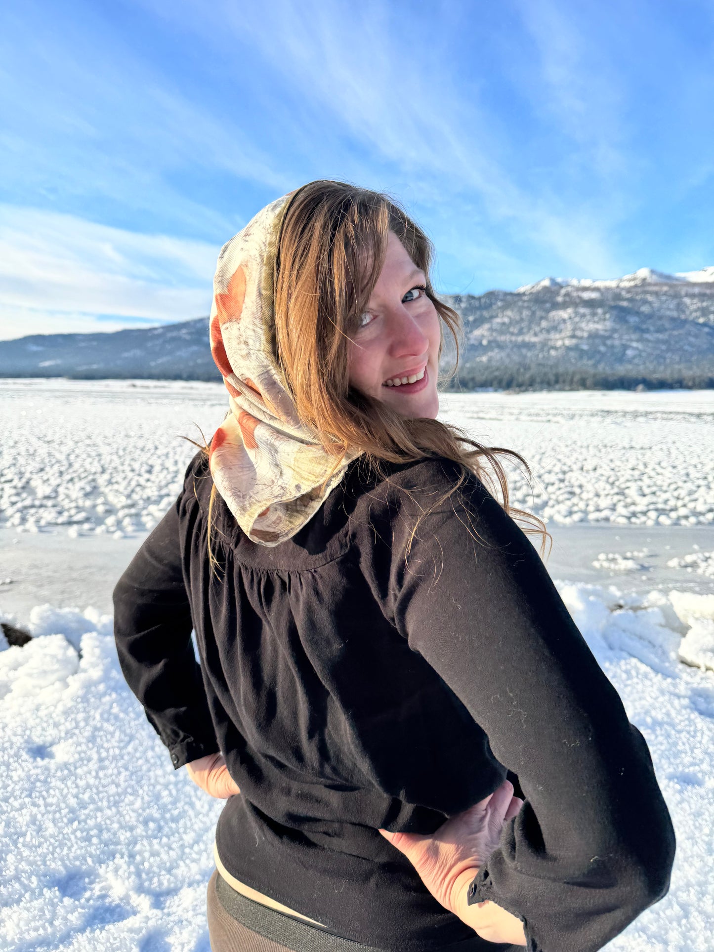 Heartleaf Eucalyptus Eco-Printed Silk-Wool Scarf