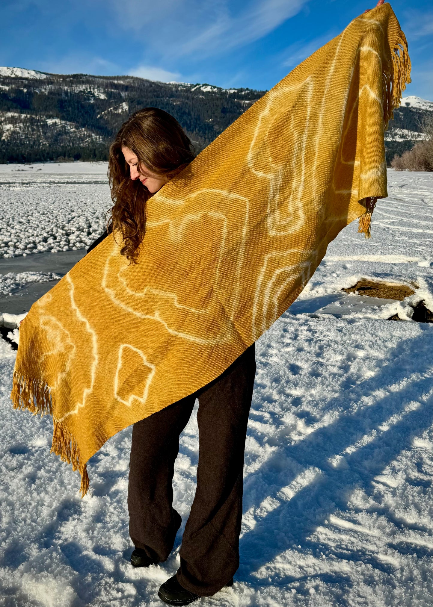 Handwoven Alpaca Shawl —Botanically Dyed with Coreopsis | Fair Trade Botanical Wrap