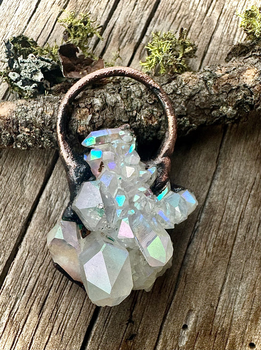 Angel Aura Quartz| Electroformed Copper Pendant | Chunky Pendant