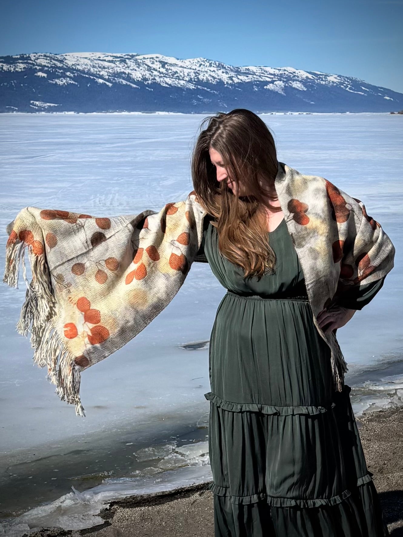 Handwoven Alpaca Shawl | Eucalyptus Eco-print | Fair Trade Bolivian Wrap #2