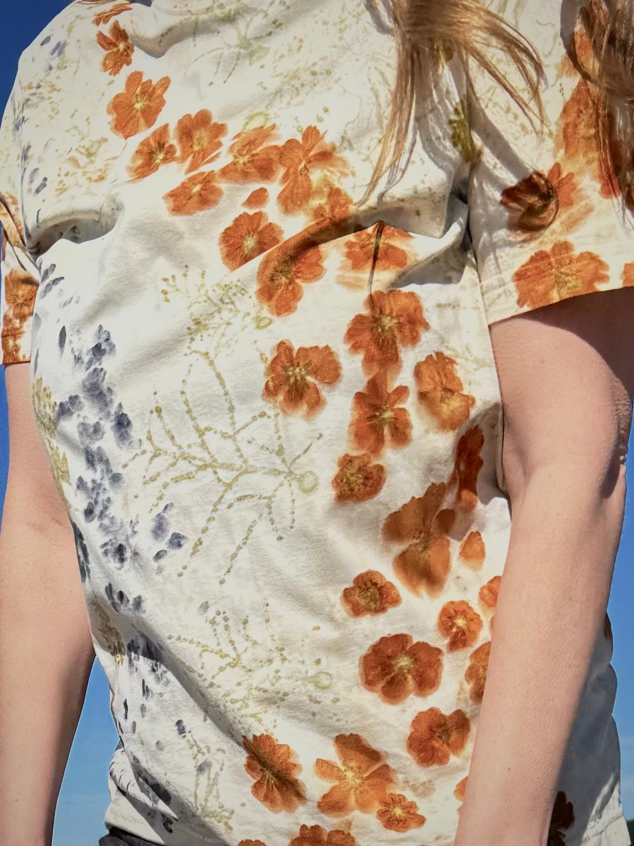 Tango Cosmo, Hopi Sunflower seed, and Dyers Chamomile | Eco-printed | Organic | Fair Trade Cotton