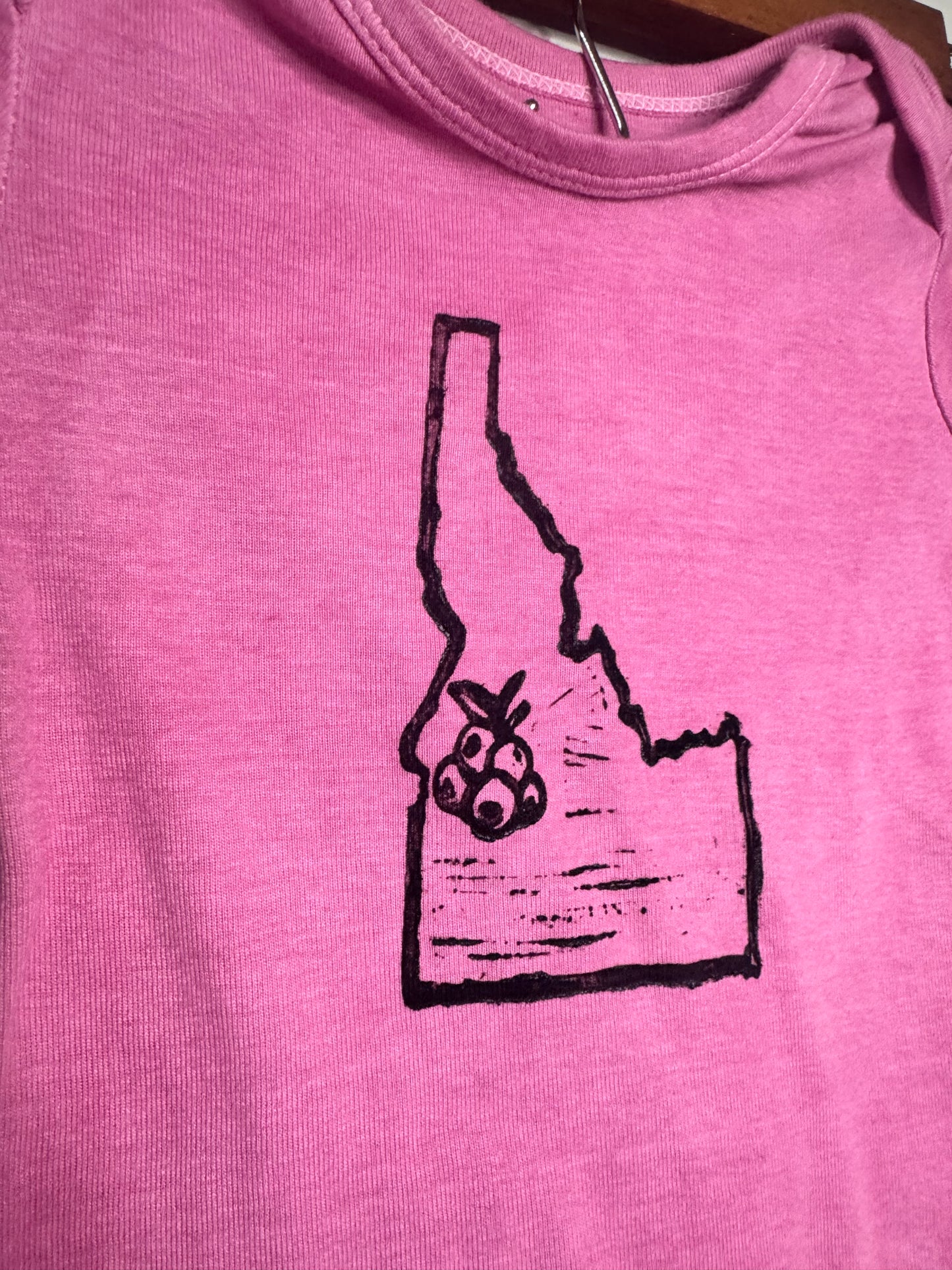 Cochineal-Dyed & Hand-Block Printed | Organic Cotton Onesie | 12 Months