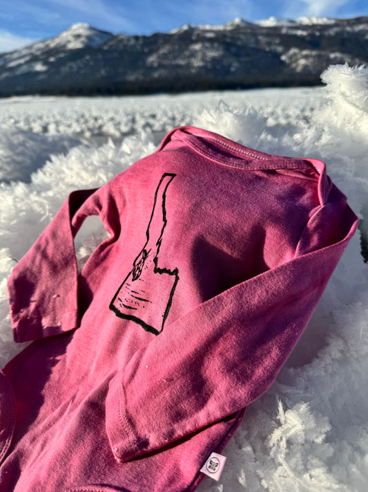 Cochineal-Dyed & Hand-Block Printed | Organic Cotton Onesie | 12 Months