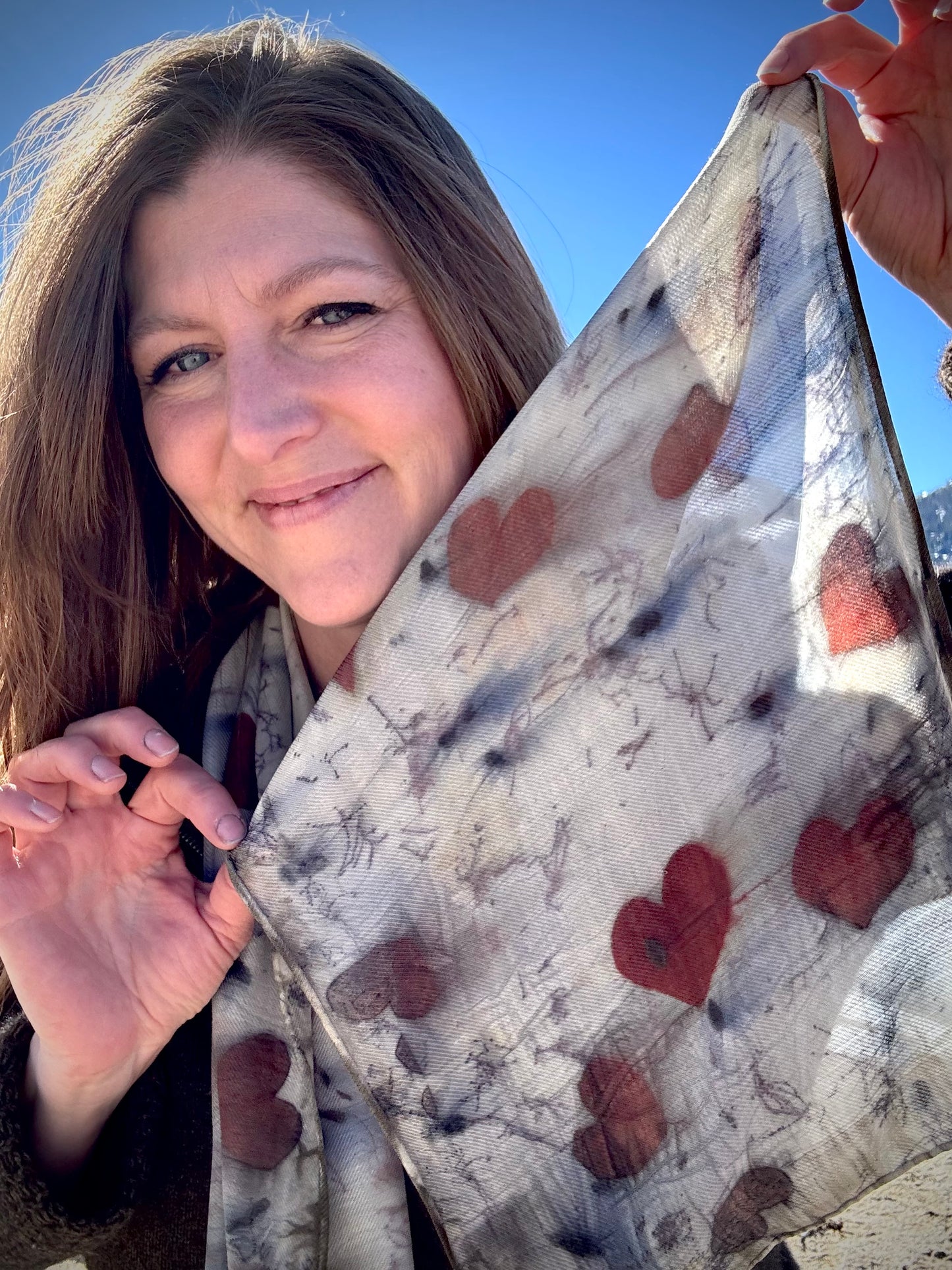 Heartleaf Eucalyptus Eco-Printed Silk-Wool Scarf