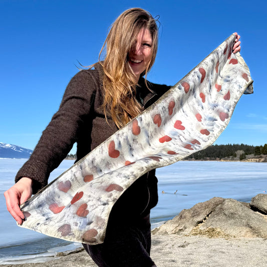 Heartleaf Eucalyptus Eco-Printed Silk-Wool Scarf