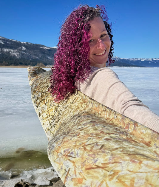 Continus (Smoke Bush) & Onion skins eco-printed on Silk
