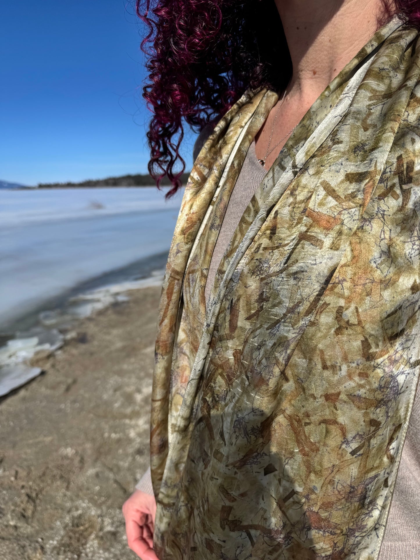 Continus (Smoke Bush) & Onion skins eco-printed on Silk