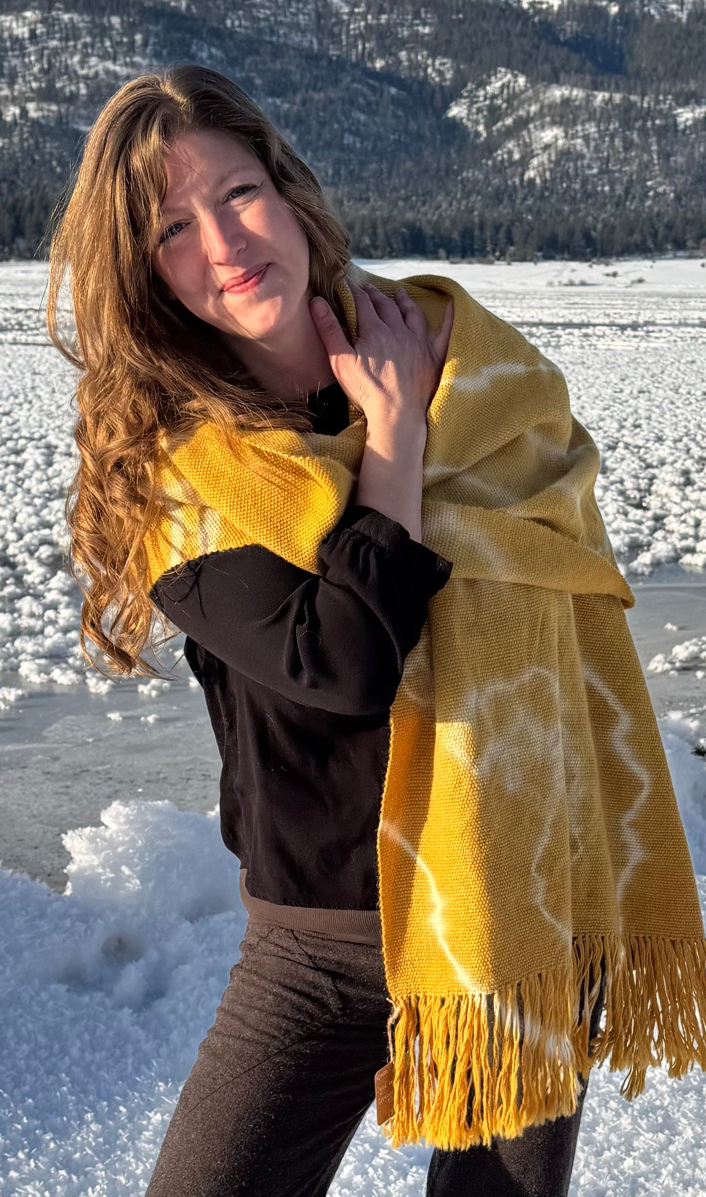 Handwoven Alpaca Shawl —Botanically Dyed with Coreopsis | Fair Trade Botanical Wrap