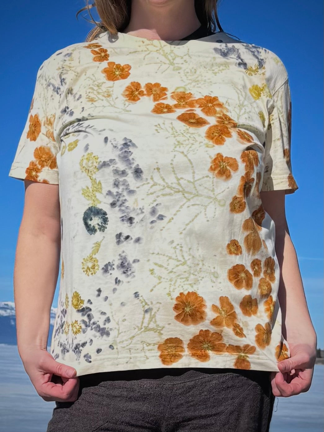 Tango Cosmo, Hopi Sunflower seed, and Dyers Chamomile | Eco-printed | Organic | Fair Trade Cotton