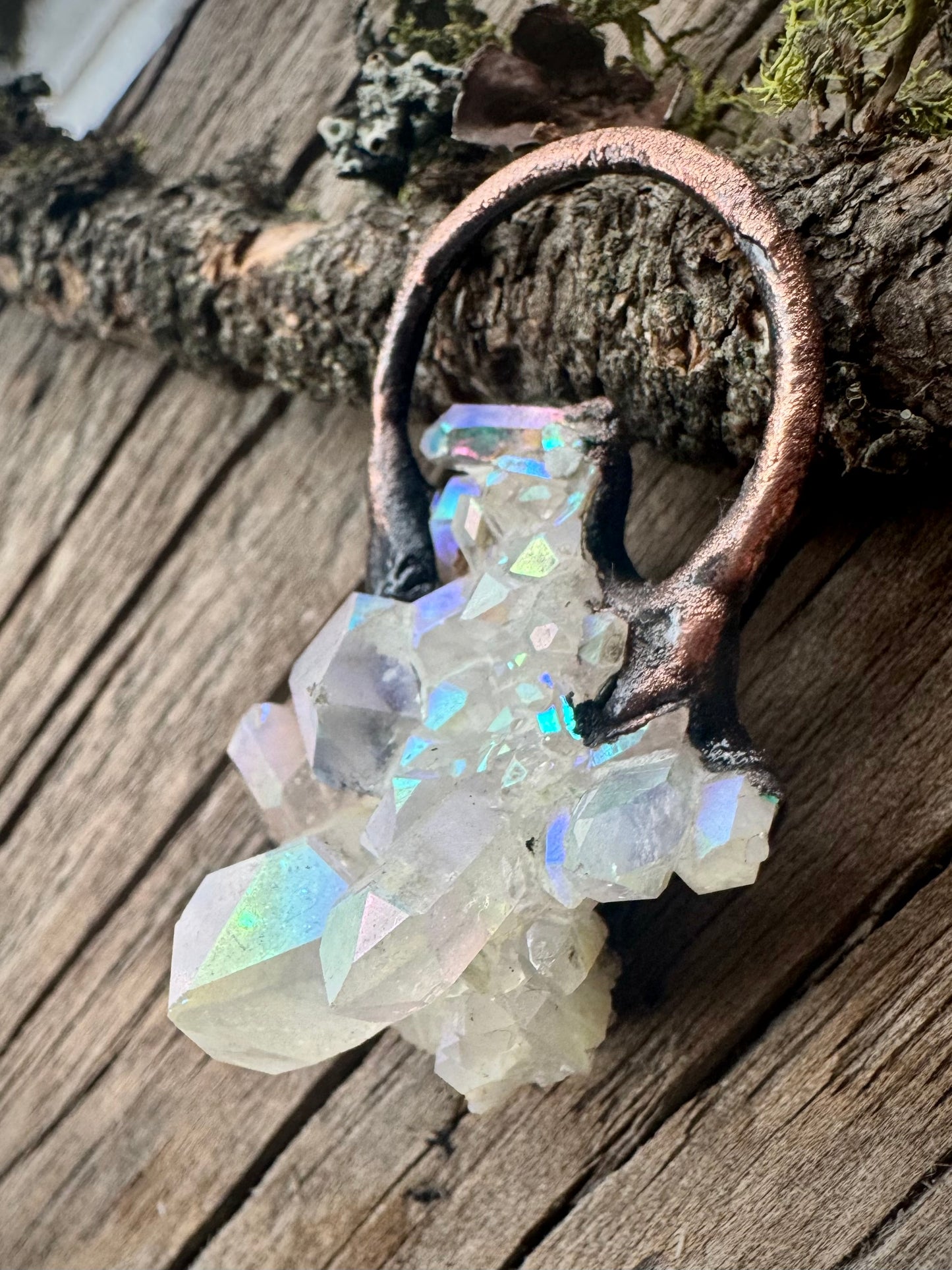 Angel Aura Quartz| Electroformed Copper Pendant | Chunky Pendant