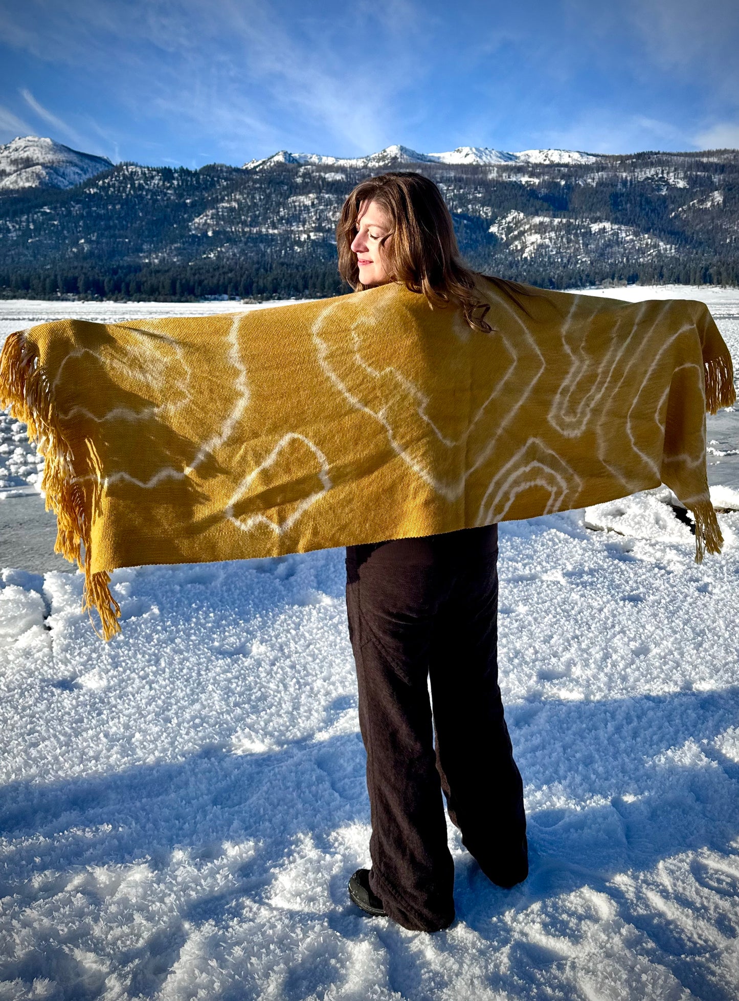 Handwoven Alpaca Shawl —Botanically Dyed with Coreopsis | Fair Trade Botanical Wrap