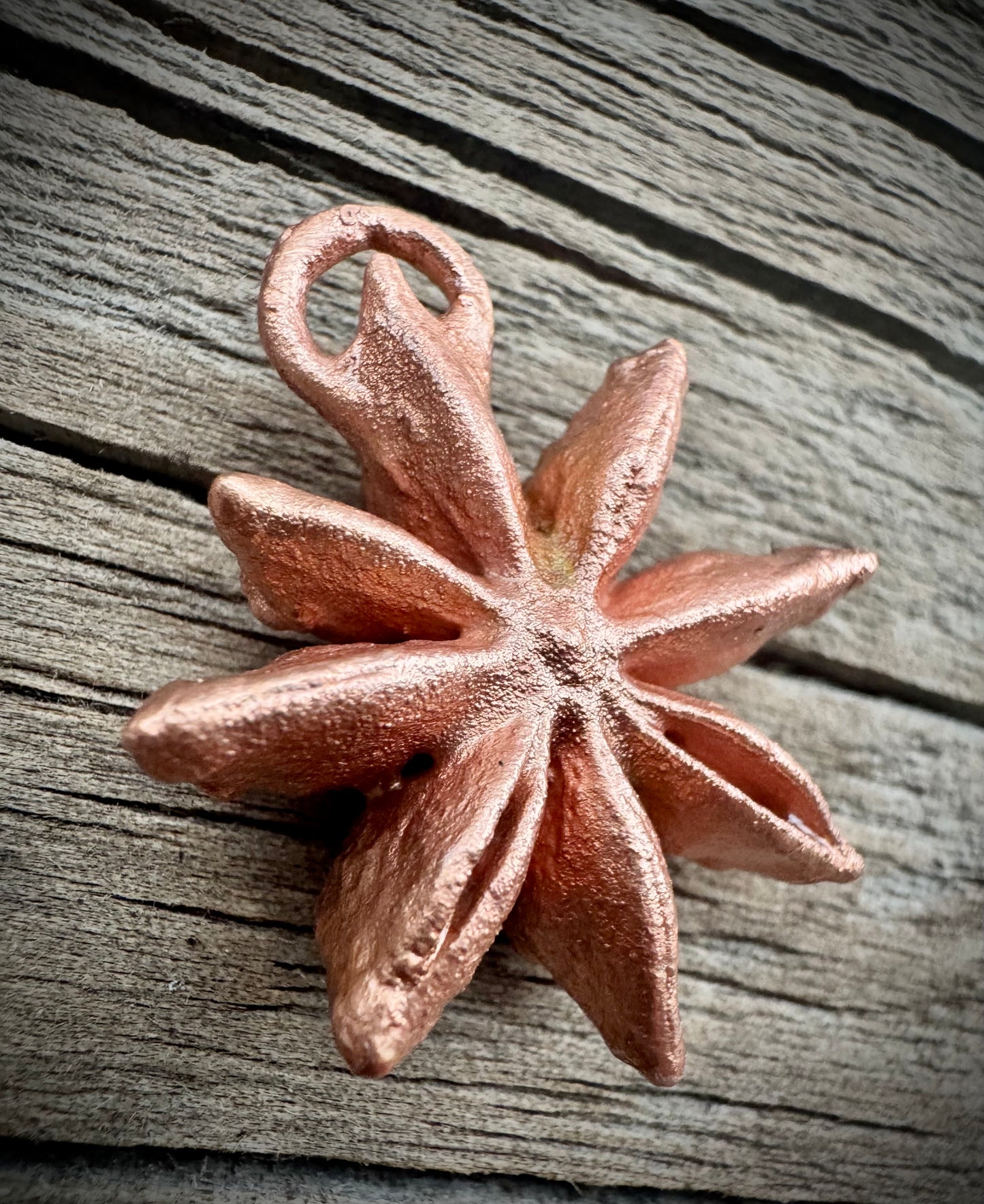 Star Anise |Electroformed Pendant | Bright Copper