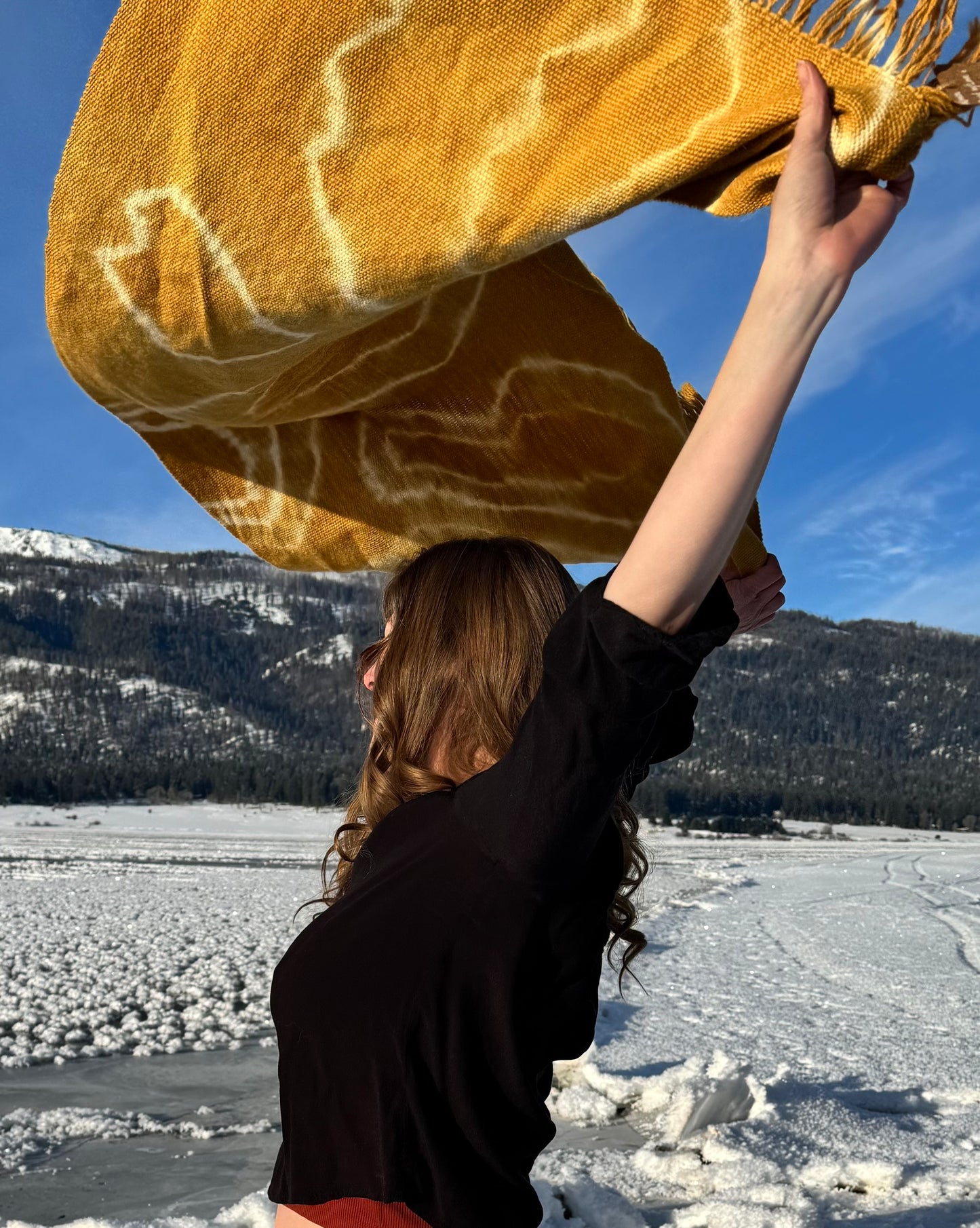 Handwoven Alpaca Shawl —Botanically Dyed with Coreopsis | Fair Trade Botanical Wrap