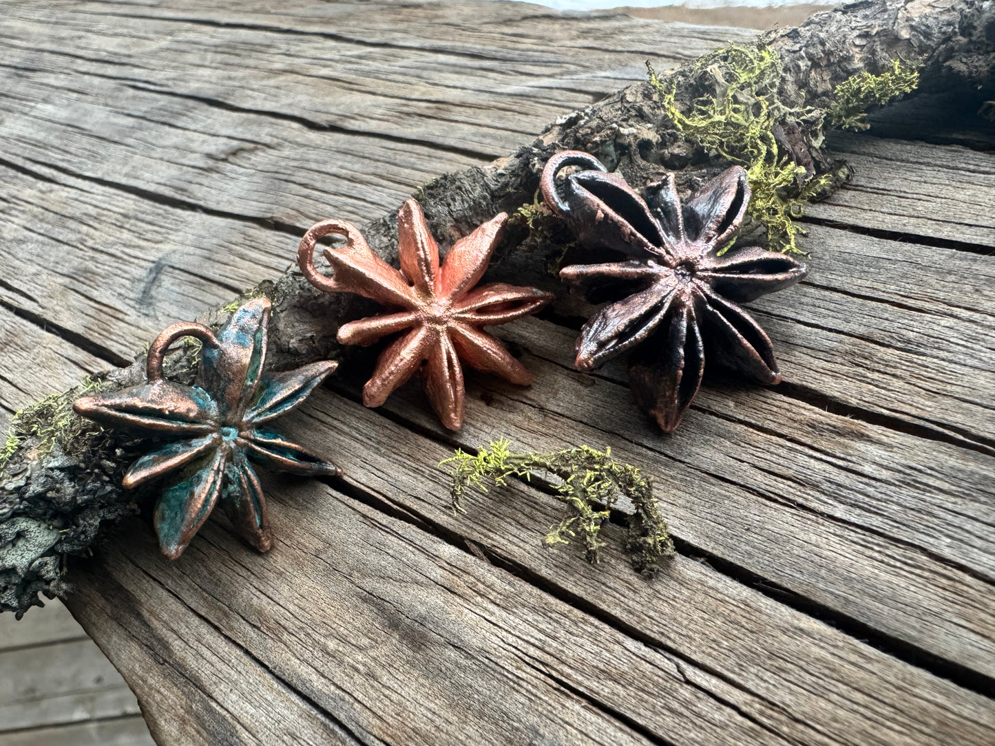 Star Anise |Electroformed Pendant | Bright Copper
