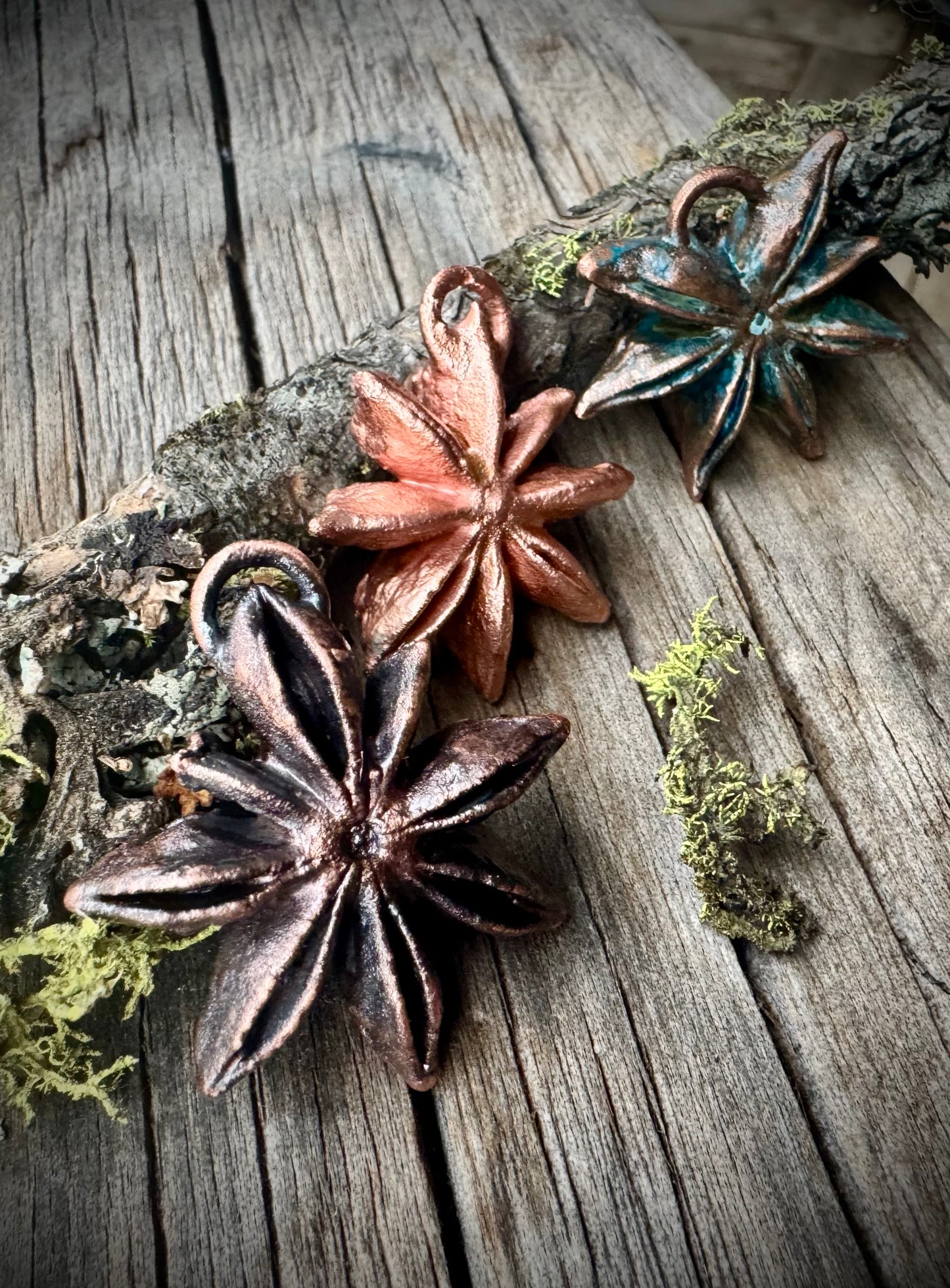 Star Anise | Electroformed Pendant | Gunpowder Patina