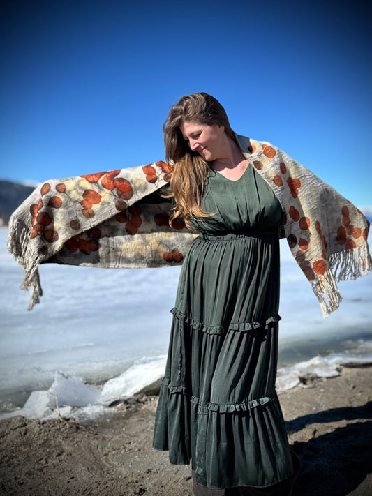 Handwoven Alpaca Shawl | Eucalyptus Eco-print | Fair Trade Bolivian Wrap #2