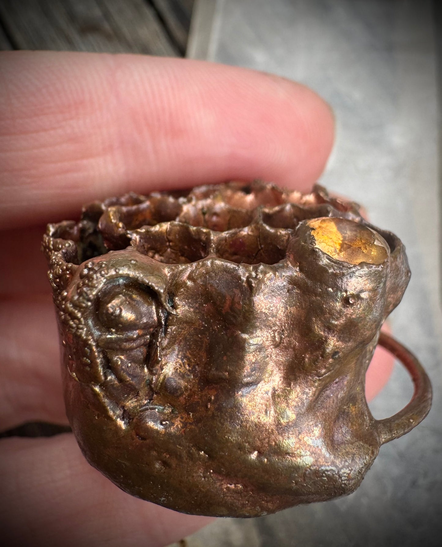 Wasp Nest w/ wasp | Citrine | Electroformed Copper Pendant