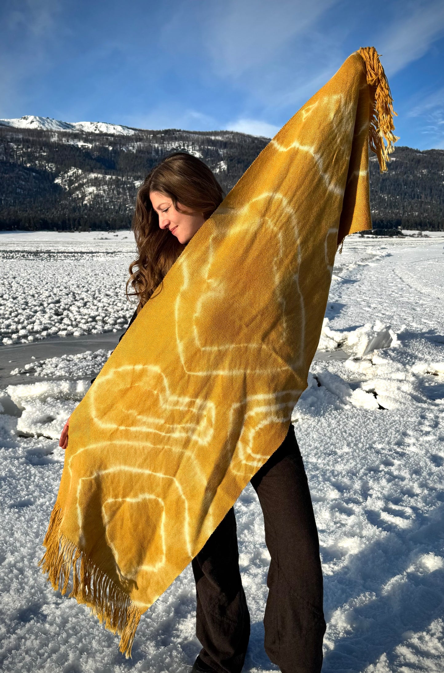 Handwoven Alpaca Shawl —Botanically Dyed with Coreopsis | Fair Trade Botanical Wrap