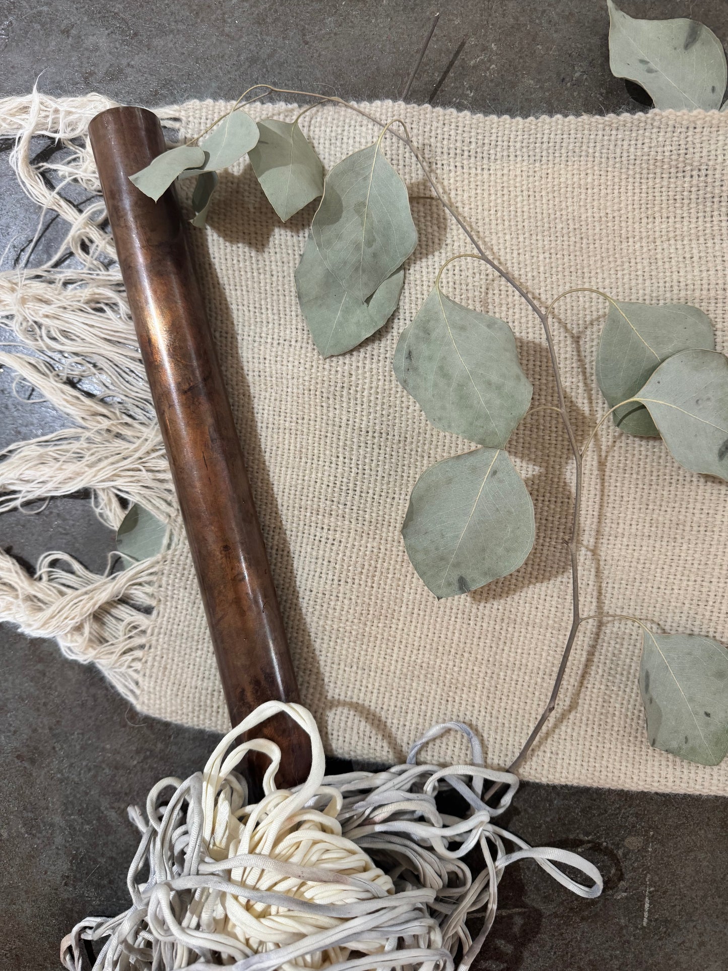 Handwoven Alpaca Shawl – Eucalyptus Eco-Print | Fair Trade Botanical Wrap #1