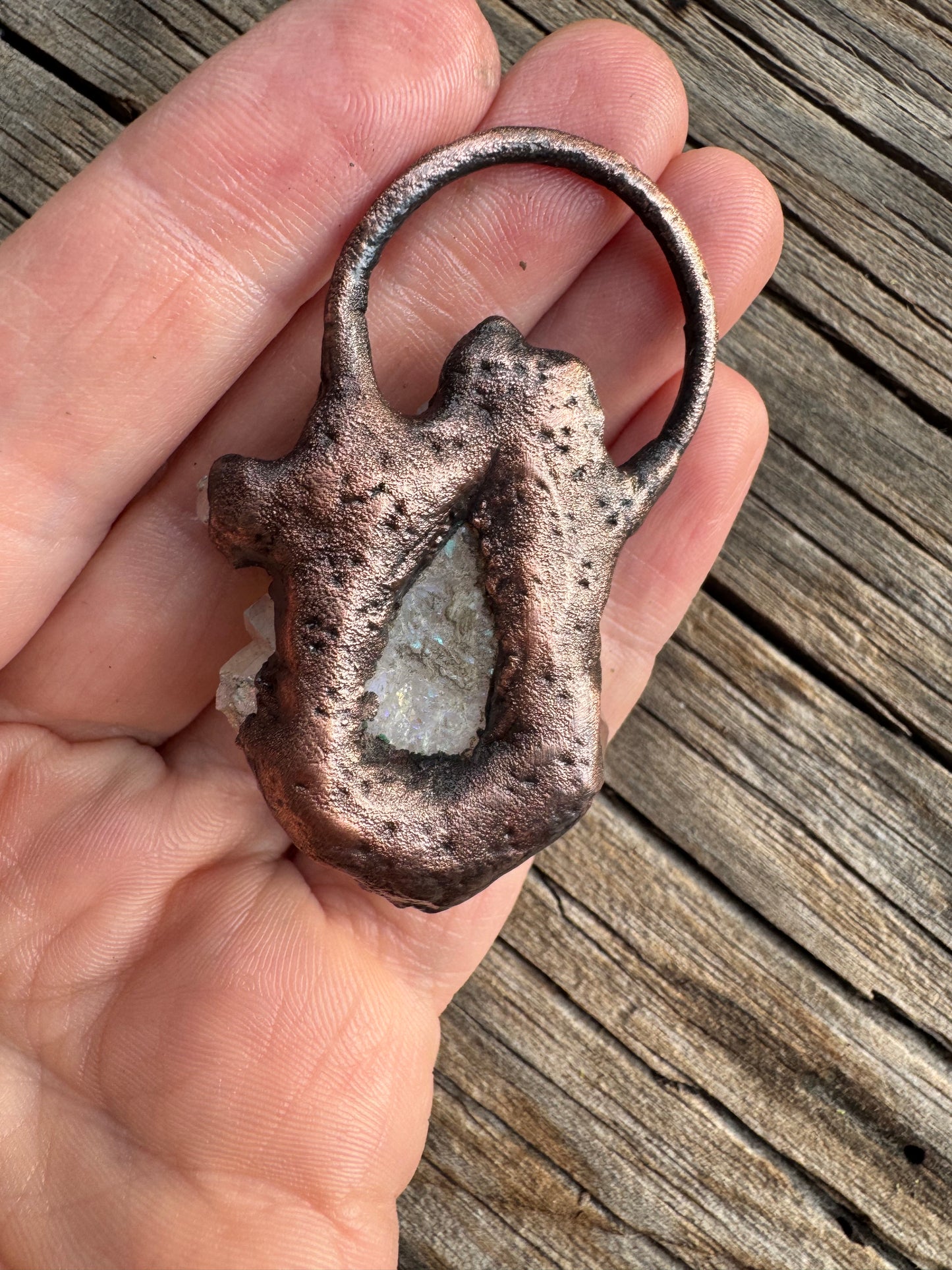 Angel Aura Quartz| Electroformed Copper Pendant | Chunky Pendant