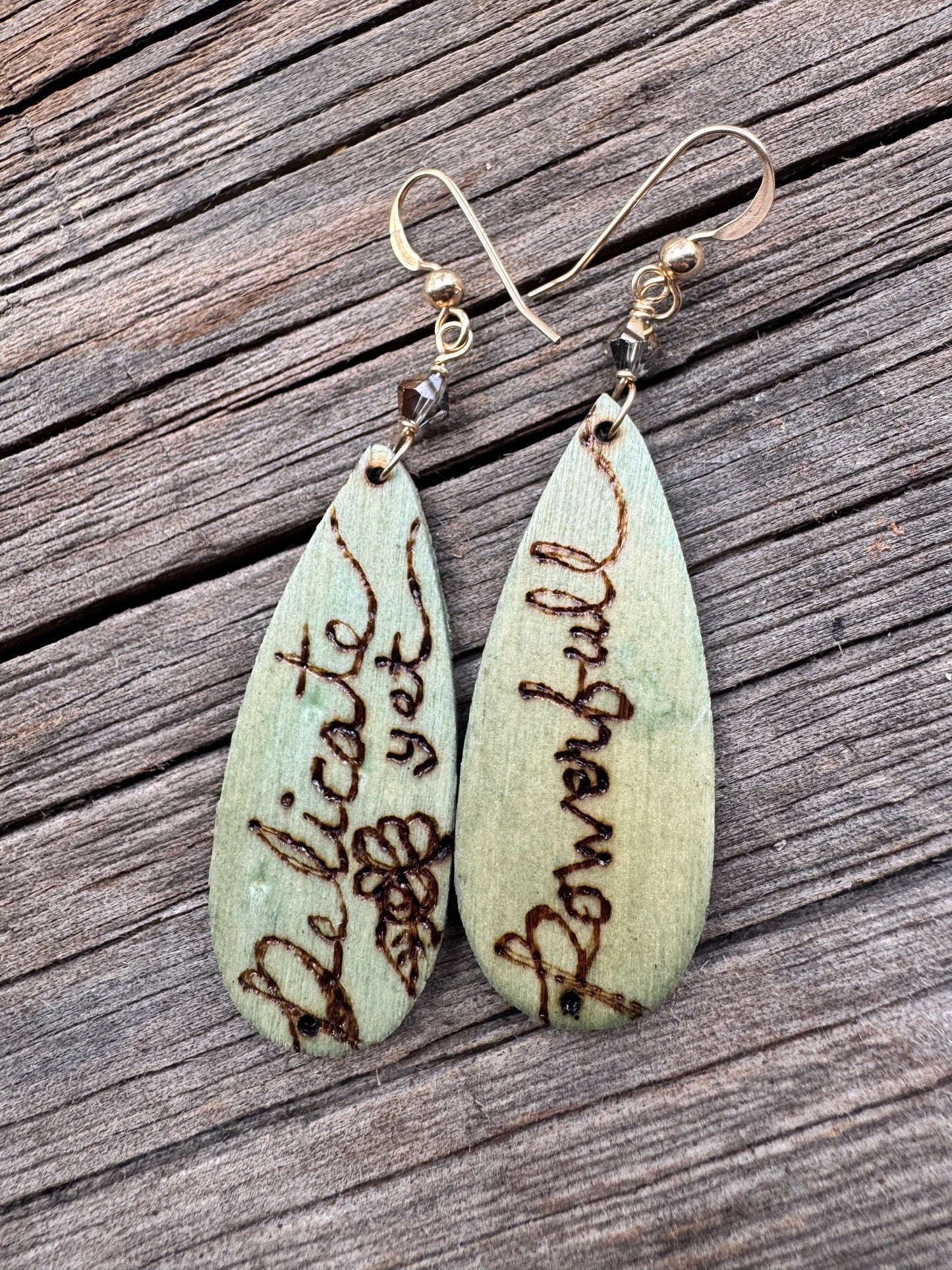 Delicate Yet Powerful | Indigo Dyed | Affirmation Earrings